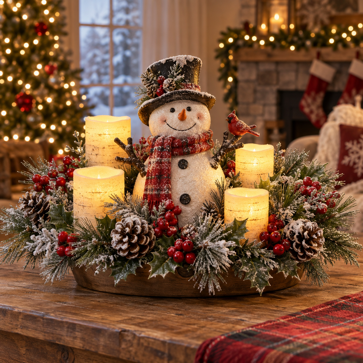 ๐ Christmas Candlelight Centerpiece with Warm Flameless Glow โจ