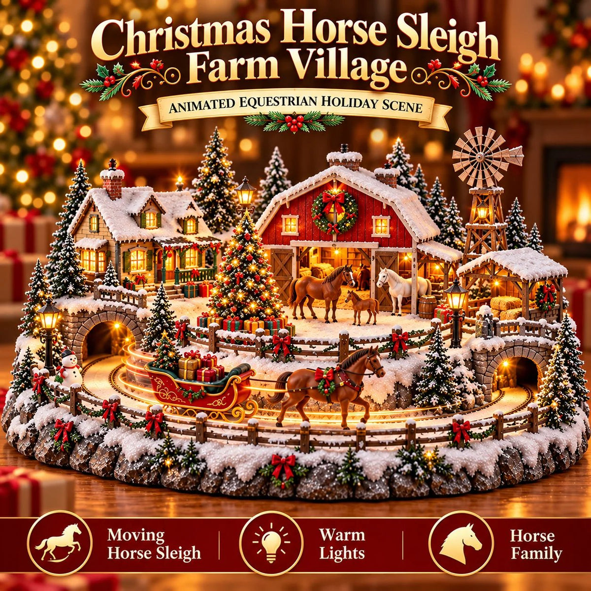 ⌛Last Day 49% OFF🐮 Highland Cow Christmas Farm Village – Lighted Farmhouse Holiday Décor 🎄✨
