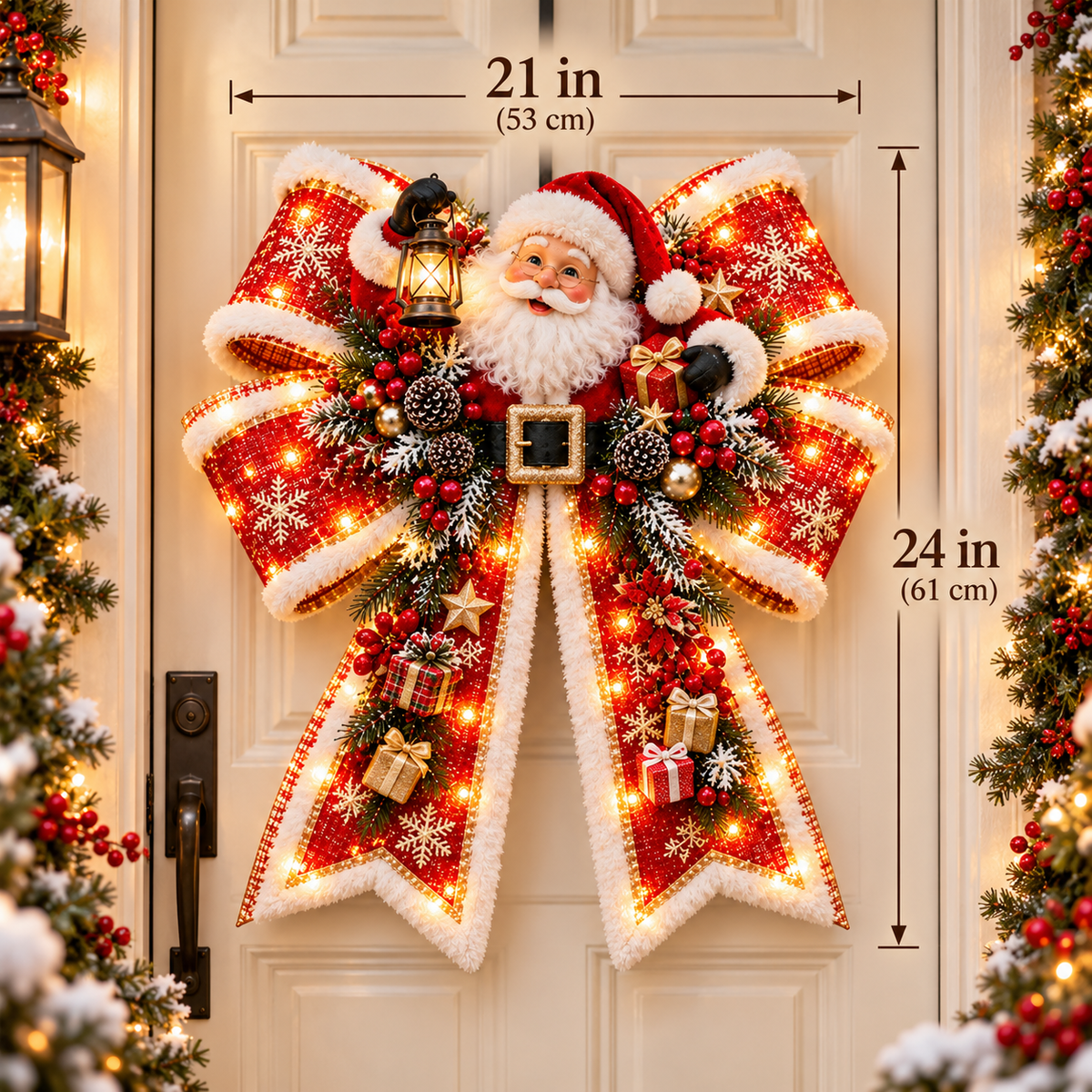 🎀✨ Giant Light-Up Christmas Bows – Oversized Holiday Door Decorations in 6 Festive Styles! 🎄