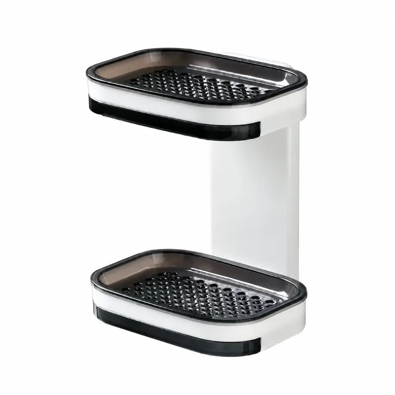 Wall-Mounted Double Soap Holder with Drain Tray β No-Drill Bathroom Organizer