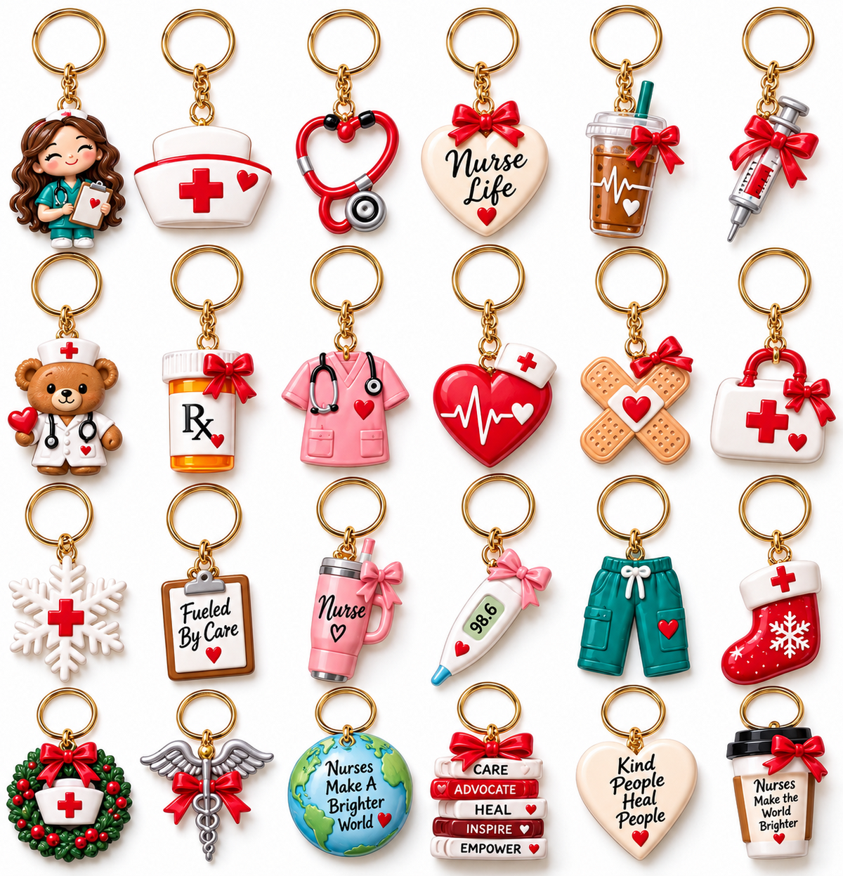 ❤️24-Day Nurse Appreciation Advent Calendar – 24 Nurse-Themed Keychains