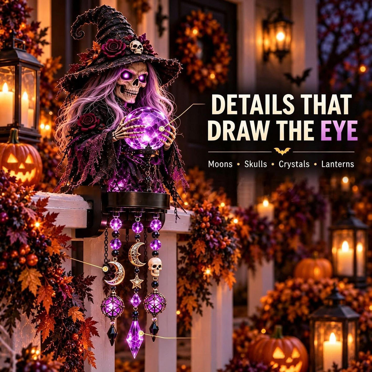 ๐ Spooky Character Cascade Railing Lights โ Halloween Hanging Decor โจ