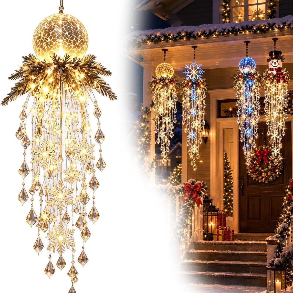 ❄️ Cascading Christmas Waterfall Lights – Festive Outdoor Hanging Decor ✨