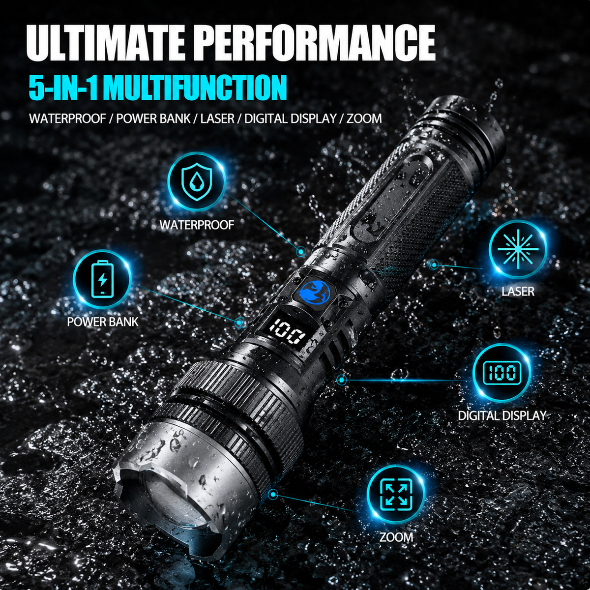 🔥 50% OFF! Ultra-Bright Tactical Flashlight – Zoomable & Rechargeable 🔦
