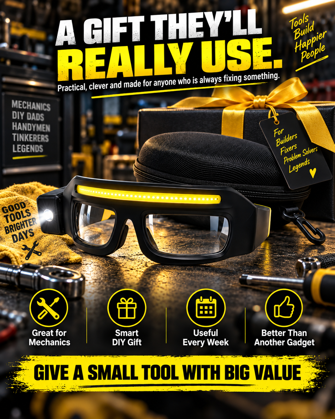 ๐งHands-Free LED Work Glasses โ Light Where You Look