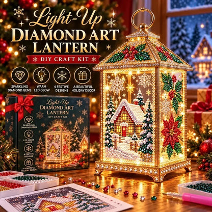 🎄 DIY Light-Up Christmas Diamond Art Lantern Kit – Create Your Own Magical Holiday Glow ✨
