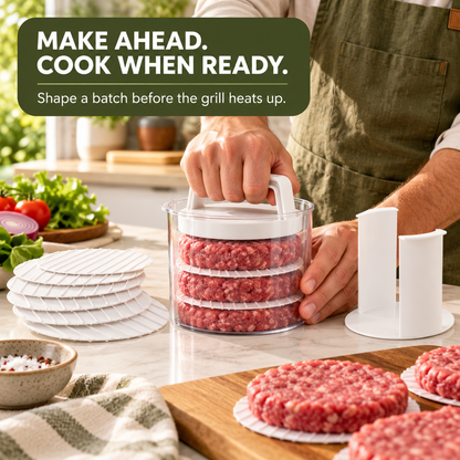 🍔 Burger Patty Press & Storage Set | Prep, Stack & Chill