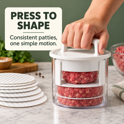 🍔 Burger Patty Press & Storage Set | Prep, Stack & Chill