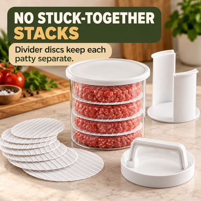 🍔 Burger Patty Press & Storage Set | Prep, Stack & Chill