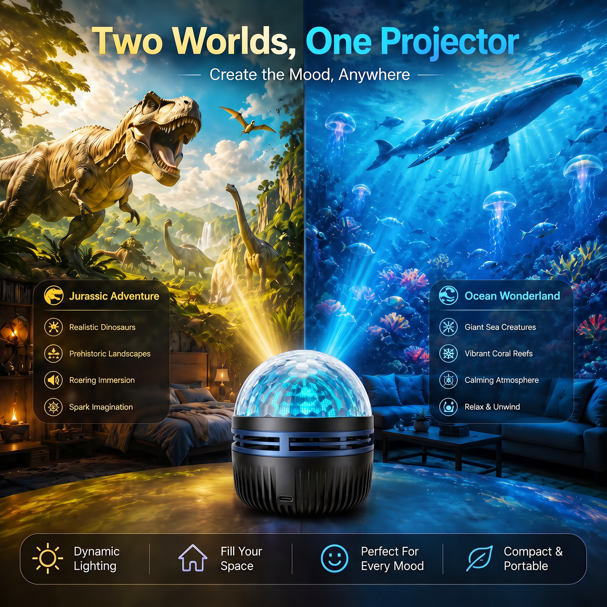 🌌 360° Galaxy Star Projector – Transform Your Room Into a Dreamy Universe ✨