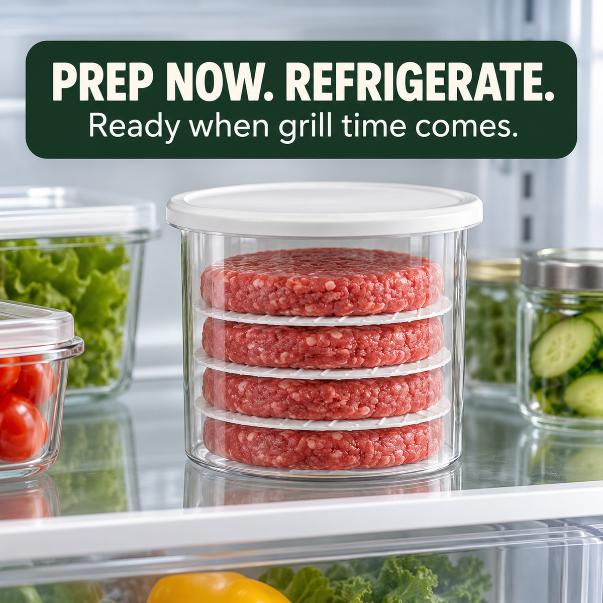 🍔 Burger Patty Press & Storage Set | Prep, Stack & Chill