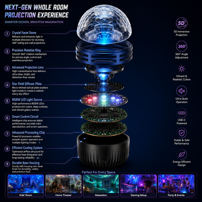 🌌 360° Galaxy Star Projector – Transform Your Room Into a Dreamy Universe ✨