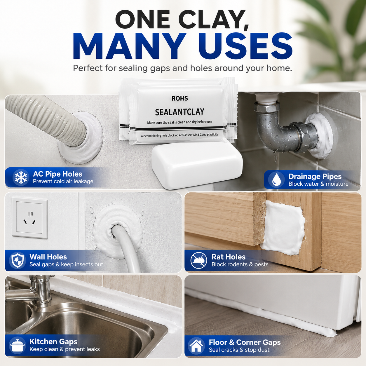 ⚡Sealant Clay – Waterproof, Anti-Insect, Wall Hole Filler, Easy to Apply
