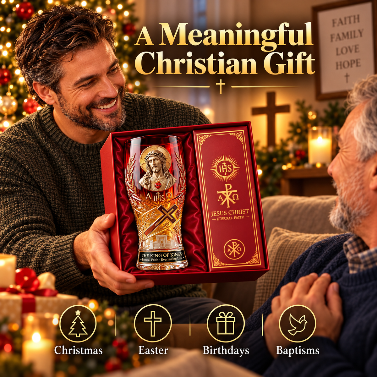 ✝️ King of Kings 16oz Christian Pint Glass – Faith-Inspired Gift