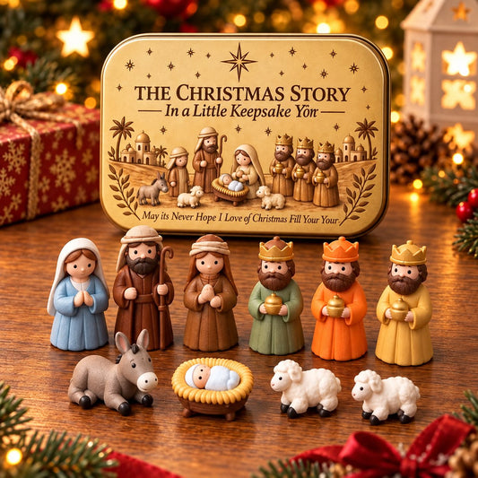 🎄 Mini Christmas Nativity Set – Holy Family Keepsake Tin ✝️