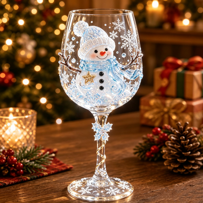 🎁3D Raised Christmas Wine Glass Collection – 6 Festive Designs