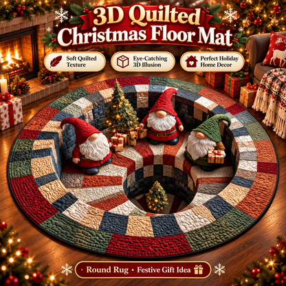 🎄 3D Christmas Santa Illusion Round Floor Mat – Cozy Holiday Home Decor