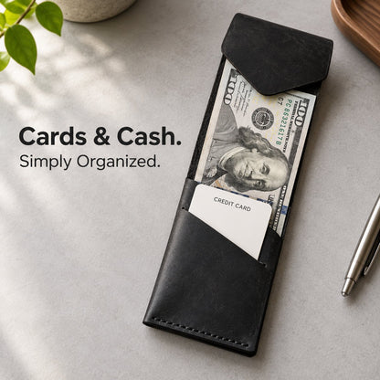 💳✨ Handmade Genuine Leather Wallet for Men – Slim Magnetic Card & Cash Holder