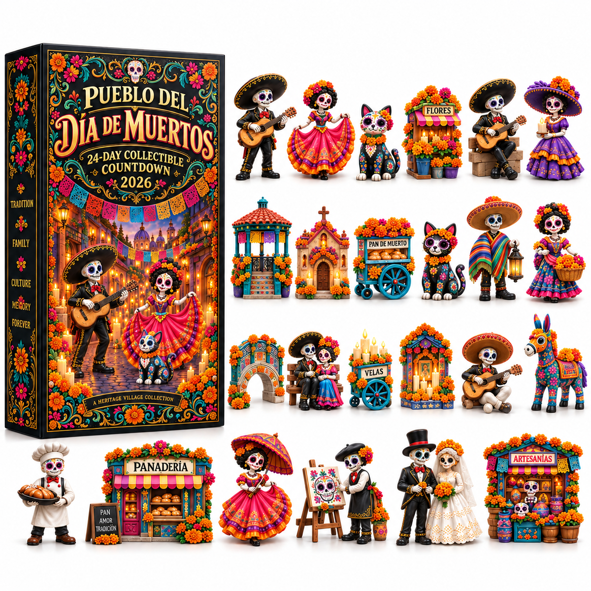 🕯️ 2026 Día de los Muertos Advent Calendar – 24 Miniature Village Collectibles