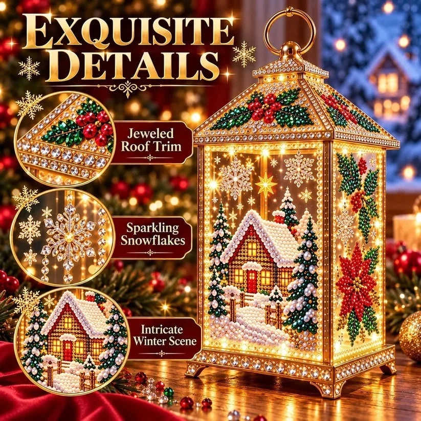 🎄 DIY Light-Up Christmas Diamond Art Lantern Kit – Create Your Own Magical Holiday Glow ✨