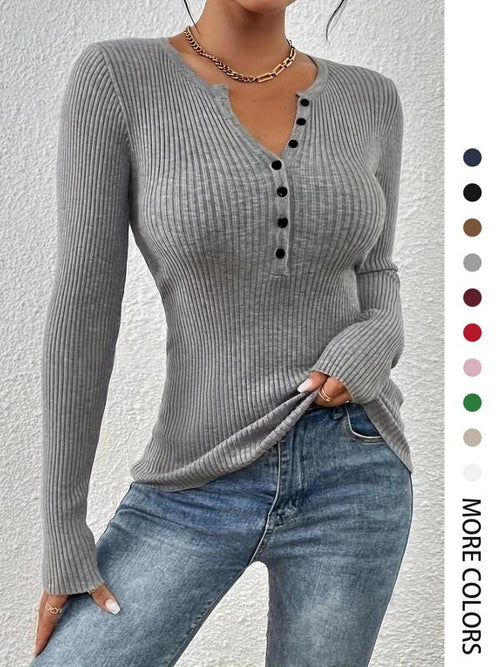 Elegant Chic Slim Fit Long Sleeve Round Neck Tops
