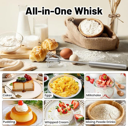 🥄 Semi-Automatic Push Whisk – Stainless Steel Hand Mixer