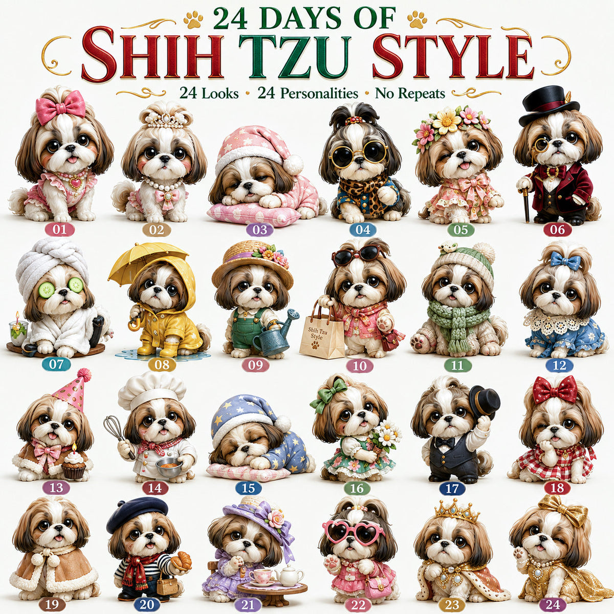 ⏰Limited Stock 50% OFF - 🎀24 Days of Shih Tzu Style Advent Calendar – 24 Unique Shih Tzu Collectibles 🐾