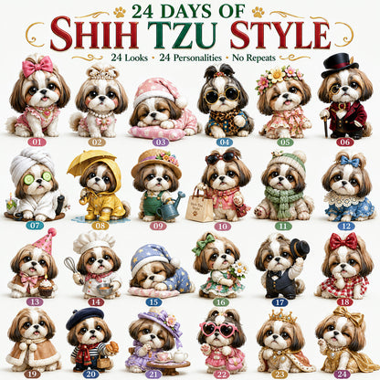 ⏰Limited Stock 50% OFF - 🎀24 Days of Shih Tzu Style Advent Calendar – 24 Unique Shih Tzu Collectibles 🐾