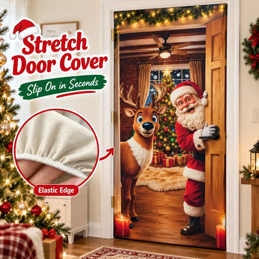 🎅 Stretch-Fit Christmas Door Cover – Instant Holiday Makeover