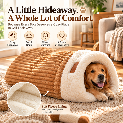🐾☁️ Cozy Cave Dog Bed – A Soft & Snuggly Hideaway for Your Furry Friend! 🐶❤️