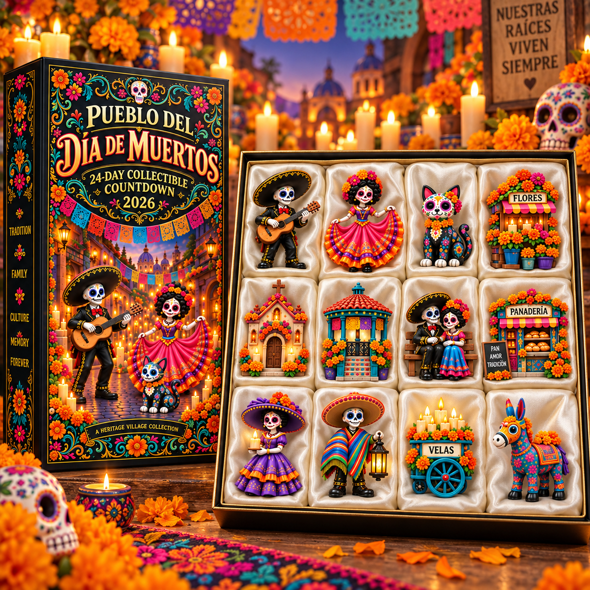 🕯️ 2026 Día de los Muertos Advent Calendar – 24 Miniature Village Collectibles