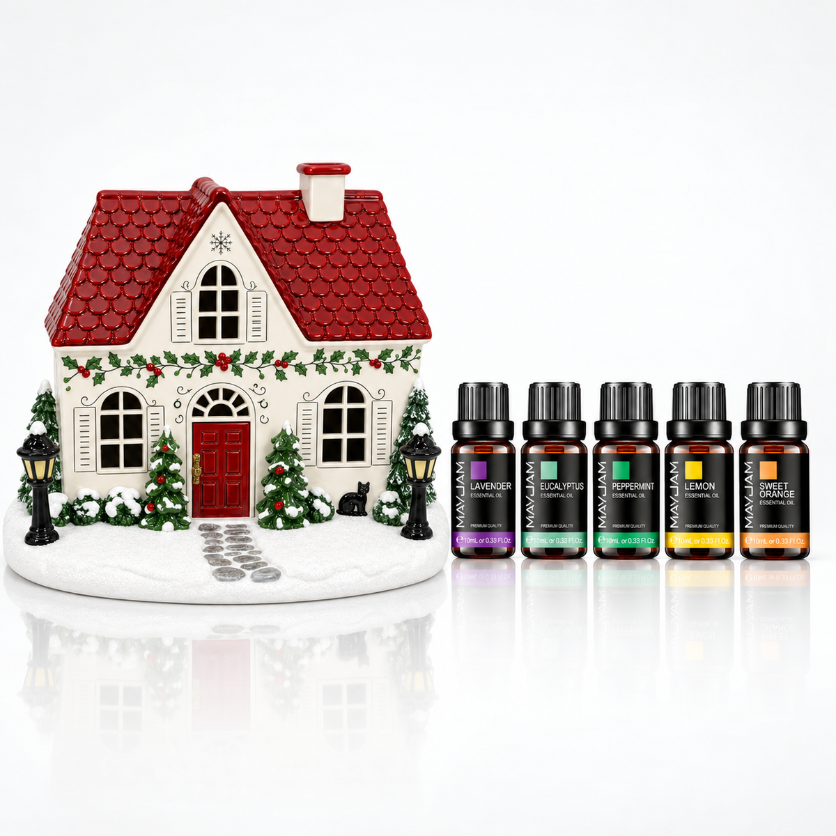 🏠 Christmas House Aroma Diffuser – Gentle Mist & Glowing Windows