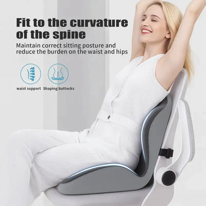 Hot Sale🔥Ergonomic Memory Foam Seat Cushion with Lumbar & Back Support, Relieves Back Pain, Reduces Pressure