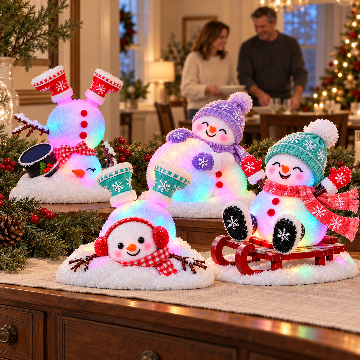 ☃️✨ Light-Up Christmas Snowman Decorations – 4 Adorable Styles to Brighten Your Holiday Garden! 🎄