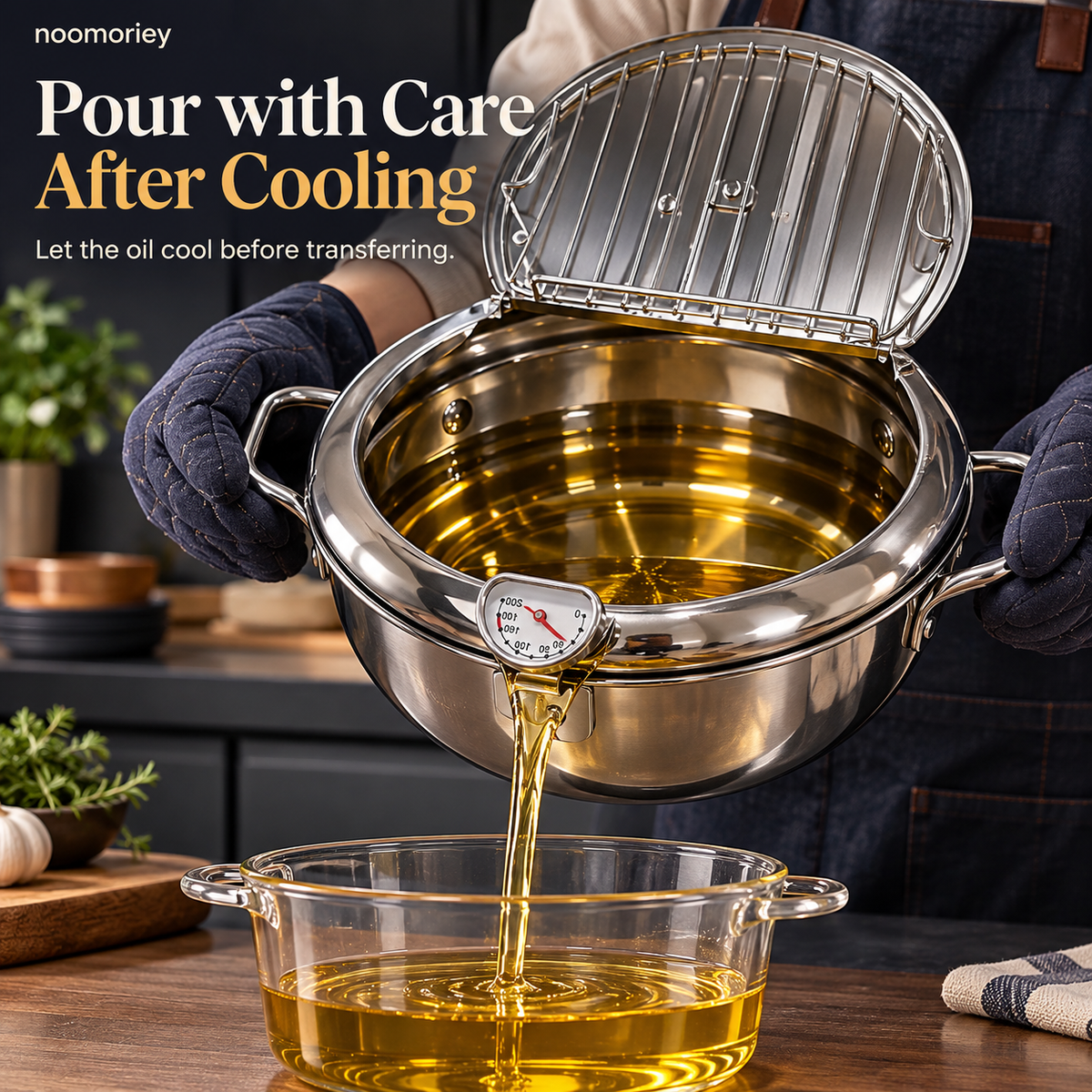 🍗🔥 Deep Frying Pot with Thermometer & Drain Rack – Easy Frying, Stir-Frying & Boiling! ✨