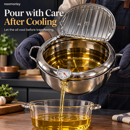 🍗🔥 Deep Frying Pot with Thermometer & Drain Rack – Easy Frying, Stir-Frying & Boiling! ✨