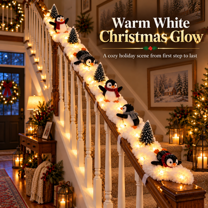 ❄️ Lighted Christmas Penguin Decoration | Cute Snowy Stair Railing Décor | Festive Holiday Home Accent 🐧