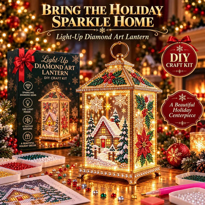 🎄 DIY Light-Up Christmas Diamond Art Lantern Kit – Create Your Own Magical Holiday Glow ✨