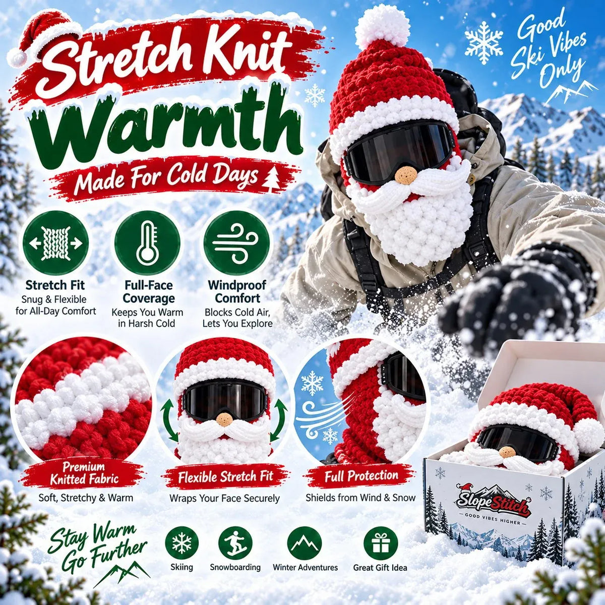 🎅 The Christmas Ski Mask Everyone Notices – 3D Festive Knit Cover