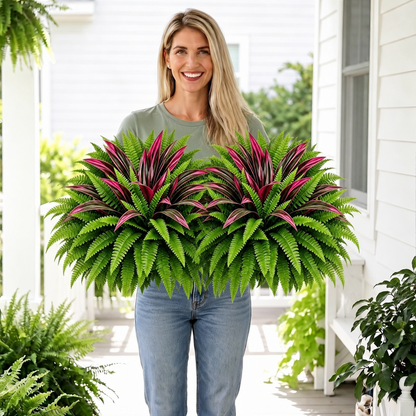 💥BUY 1 GET 1 FREE (2 PCS)🔥  Large UV-Resistant Artificial Fern & Red Dracaena Decorative Plants – Full, Lush & Fade-Resistant!