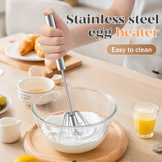 🥄 Semi-Automatic Push Whisk – Stainless Steel Hand Mixer
