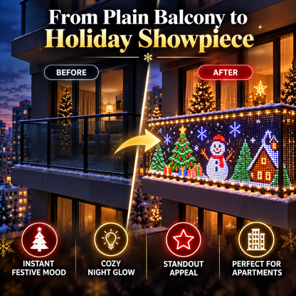 🎄 Smart RGB Pixel Curtain Lights – App-Controlled Animated Holiday Display for Balcony & Window Decor-2m*1.5m