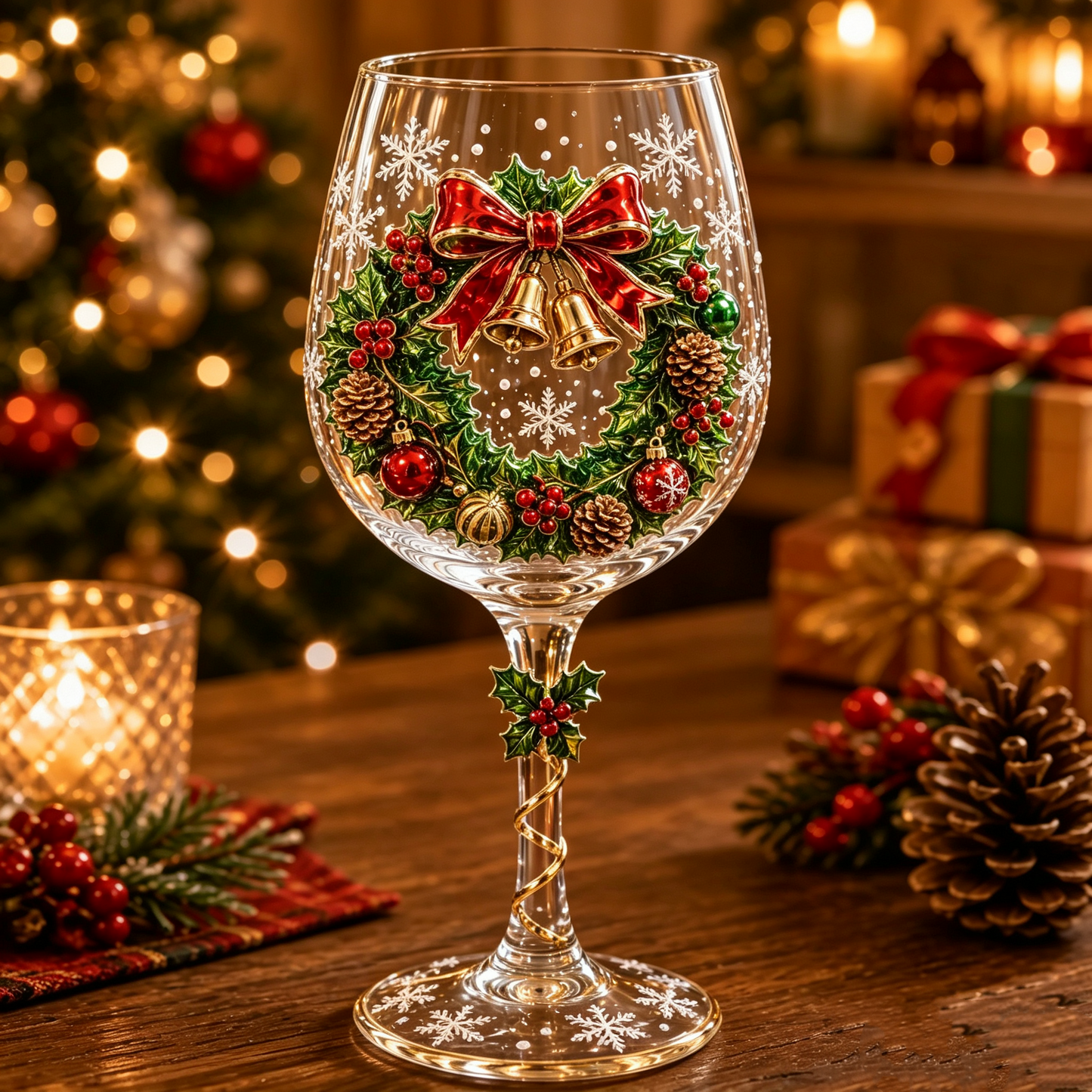 🎁3D Raised Christmas Wine Glass Collection – 6 Festive Designs