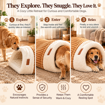 🐾☁️ Cozy Cave Dog Bed – A Soft & Snuggly Hideaway for Your Furry Friend! 🐶❤️
