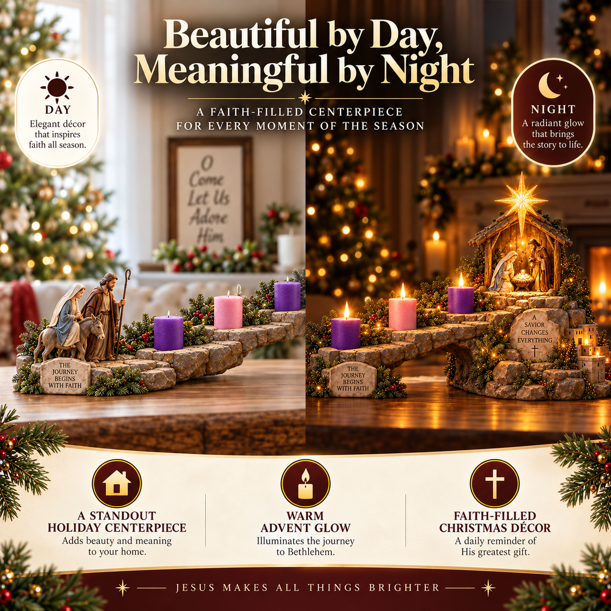 ✝️ Journey to Bethlehem – 4-Week Light-Up Nativity Advent Countdown