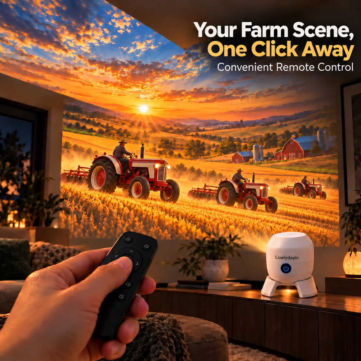 🚜🌾 Farm Adventure Projector – Bring the Tractor & Countryside Magic to Your Walls & Ceiling! ✨🌙