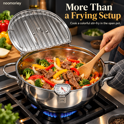 🍗🔥 Deep Frying Pot with Thermometer & Drain Rack – Easy Frying, Stir-Frying & Boiling! ✨