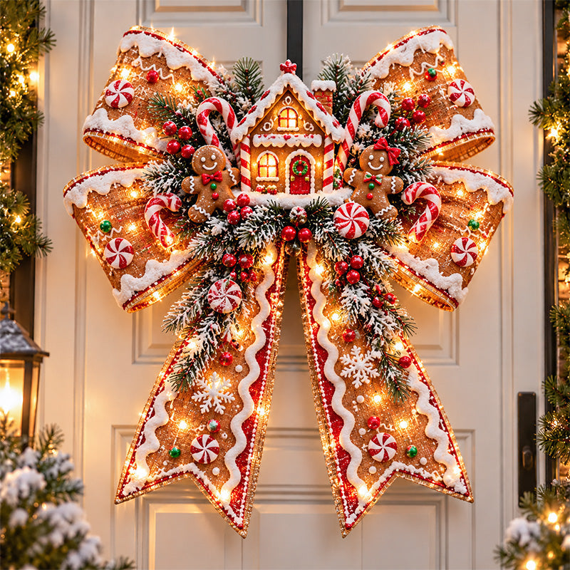 🎀✨ Giant Light-Up Christmas Bows – Oversized Holiday Door Decorations in 6 Festive Styles! 🎄