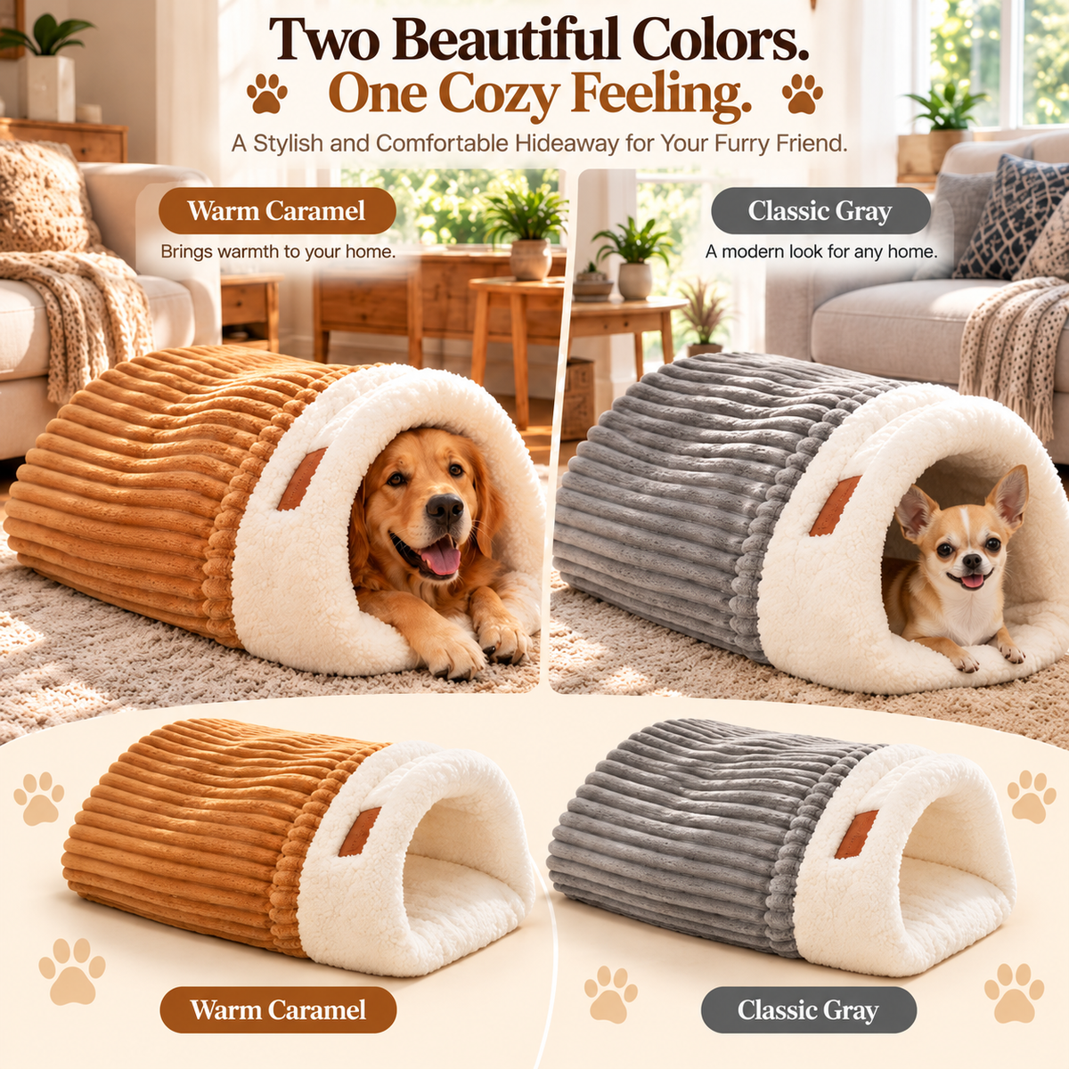 🐾☁️ Cozy Cave Dog Bed – A Soft & Snuggly Hideaway for Your Furry Friend! 🐶❤️