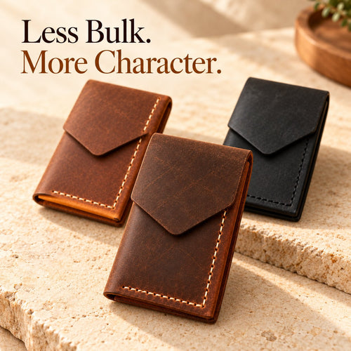 💳✨ Handmade Genuine Leather Wallet for Men – Slim Magnetic Card & Cash Holder